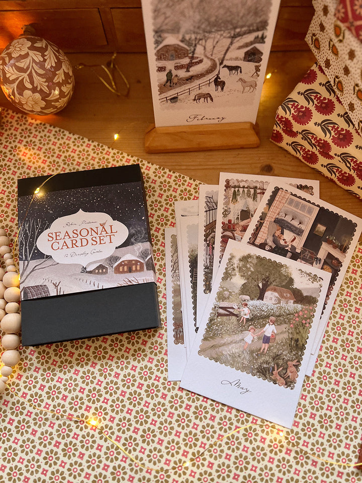 SEASONAL DISPLAY CARD SET with keepsake box